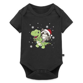 Raton laveur, Trex, Noël, Neige, Hiver, Animaux - Body à manches courtes Premium Bébé - noir - Devant