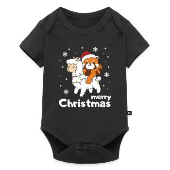 Red Panda Llama Christmas Snow Winter Animals - Baby Premium short-sleeve bodysuit - black - Front