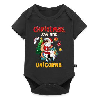 Licorne Chevaux Cavaliers Noël Amour Équitation - Body à manches courtes Premium Bébé - noir - Devant