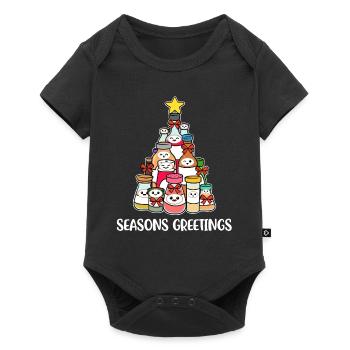 Seasons Greetings Christmas Dinner Gift - Baby Premium short-sleeve bodysuit - black - Front