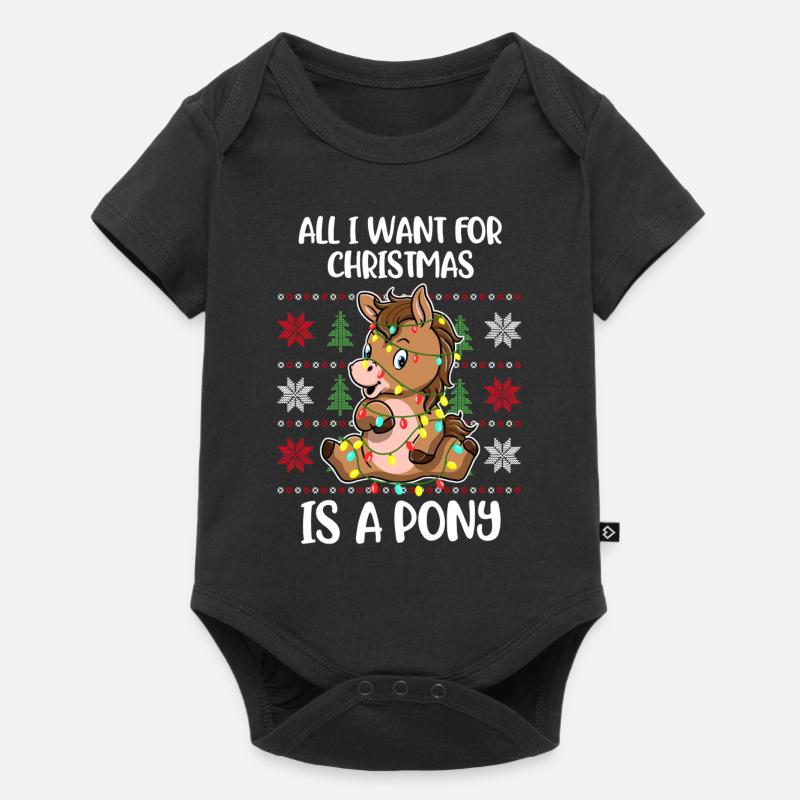 Xmas Pony Hässlicher Weihnachtspulli Geschenk - Baby Premium Kurzarmbody - Schwarz