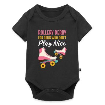 Roller Skating Skater Rollerblades Roller Derby Ha - Body à manches courtes Premium Bébé - noir - Devant