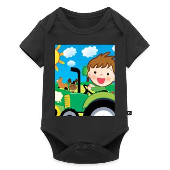 Green Tractor Birthday Farm Animals - Body à manches courtes Premium Bébé - noir - Devant