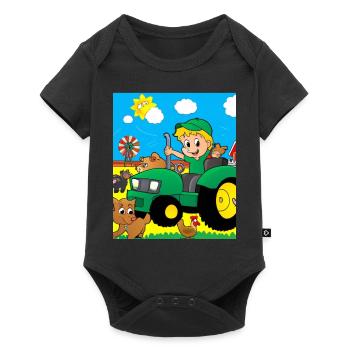 Green Tractor Birthday Farm Animals - Body à manches courtes Premium Bébé - noir - Devant