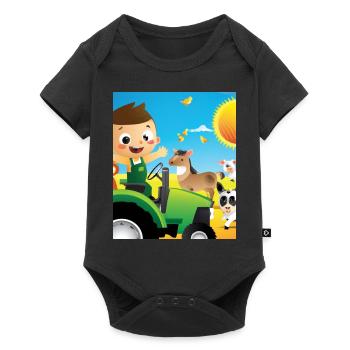Green Tractor Birthday Farm Animals - Baby Premium short-sleeve bodysuit - black - Front