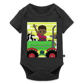 Green Tractor Birthday Anime Farm Animals - Baby Premium short-sleeve bodysuit - black - Front