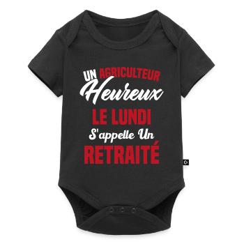 Agriculteur Heureux le lundi S'appelle un Retraité - Body à manches courtes Premium Bébé - noir - Devant