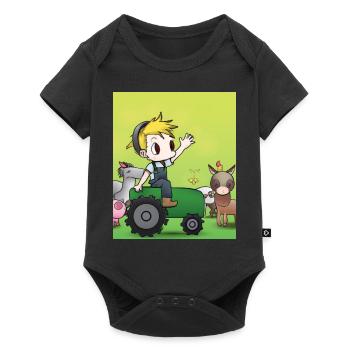 Green Tractor Birthday Anime Farm Animals - Baby Premium short-sleeve bodysuit - black - Front