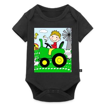 Green Tractor Birthday Farm Animals - Baby Premium short-sleeve bodysuit - black - Front