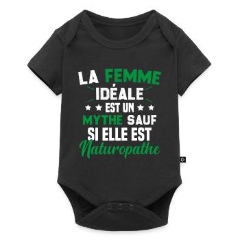 La femme idéale est un mythe sauf naturopathe - Body à manches courtes Premium Bébé - noir - Devant