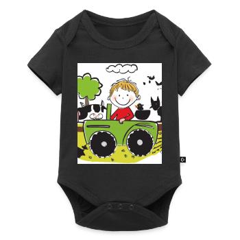 Green Tractor Birthday Farm Animals - Body à manches courtes Premium Bébé - noir - Devant