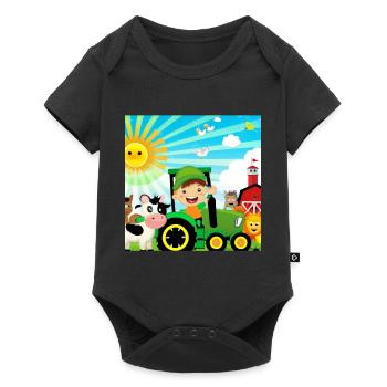Green Tractor Birthday Farm Animals - Body à manches courtes Premium Bébé - noir - Devant