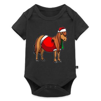 Pony mit Christmas Sweater - Baby Premium Kurzarmbody - Schwarz - Vorne