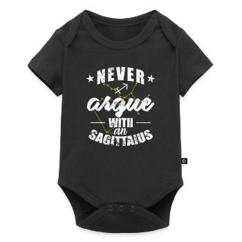 Sternzeichen Never argue with an Sagittarius - Baby Premium Kurzarmbody - Schwarz - Vorne