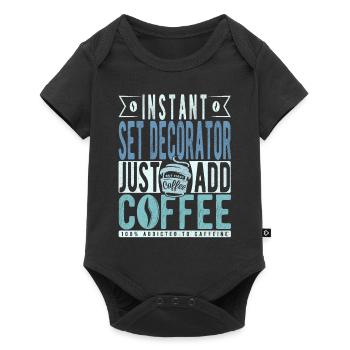 Set Dekorateur Kaffee Spruch - Baby Premium Kurzarmbody - Schwarz - Vorne
