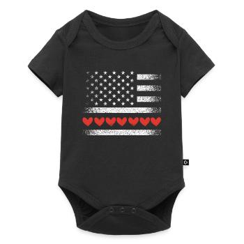 Valentine's Day American Flag Hearts USA Love - Baby Premium short-sleeve bodysuit - black - Front