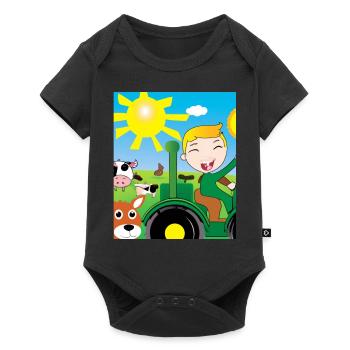 Green Tractor Birthday Farm Animals - Body à manches courtes Premium Bébé - noir - Devant