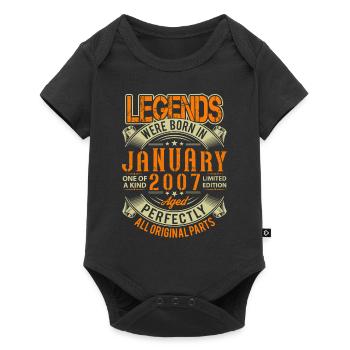 2007 Januar Geburtstag Legende - Baby Premium Kurzarmbody - Schwarz - Vorne