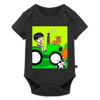 Green Tractor Birthday Farm Animals - Baby Premium short-sleeve bodysuit - black - Front