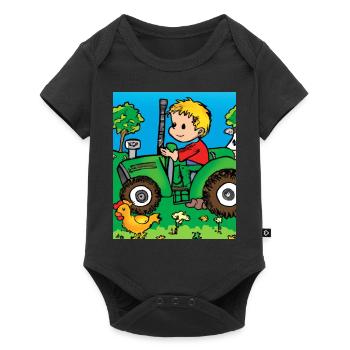 Green Tractor Birthday Farm Animals - Baby Premium short-sleeve bodysuit - black - Front