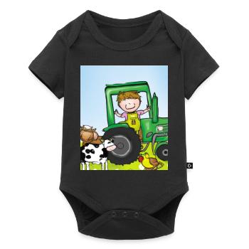 Green Tractor Birthday Farm Animals - Body à manches courtes Premium Bébé - noir - Devant