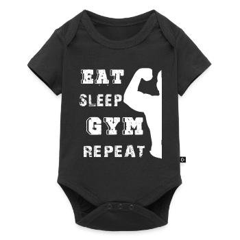 Eat sleep gym repeat - Baby Premium short-sleeve bodysuit - black - Front