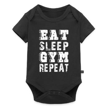 Eat sleep gym repeat - Baby Premium short-sleeve bodysuit - black - Front
