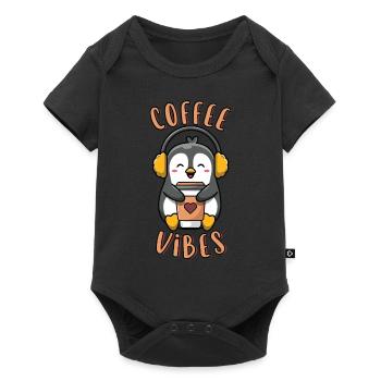 Coffee Vibes Funny Cute Penguin Holding Coffee - Baby Premium short-sleeve bodysuit - black - Front