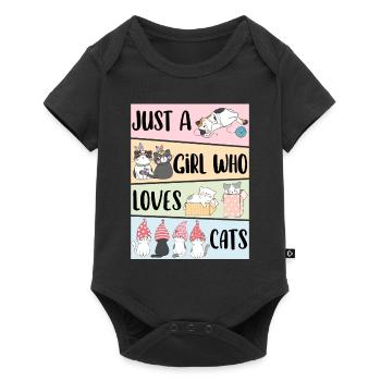 Nur ein Mädchen, das Cats liebt Cute Cat Lover Kawaii - Baby Premium Kurzarmbody - Schwarz - Vorne