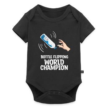 Water Bottle Flipping Flaschendrehen - Baby Premium Kurzarmbody - Schwarz - Vorne