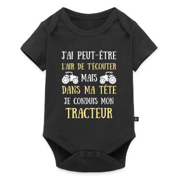 Dans ma tête tracteur homme humour agriculteur - Body à manches courtes Premium Bébé - noir - Devant