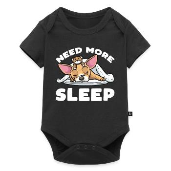 Chiweenie Hund Mit Kuscheltier Schlafen Schlummern - Baby Premium Kurzarmbody - Schwarz - Vorne