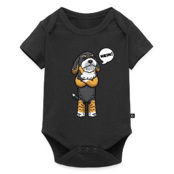 Bernedoodle Hund Stur Nein - Baby Premium Kurzarmbody - Schwarz - Vorne