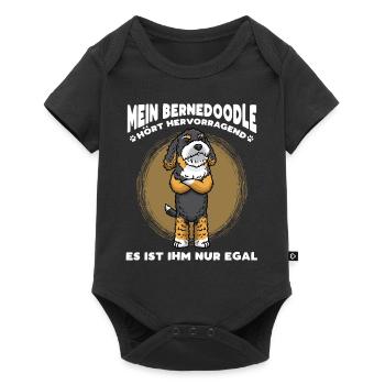 Stur Bernedoodle Hund - Baby Premium Kurzarmbody - Schwarz - Vorne