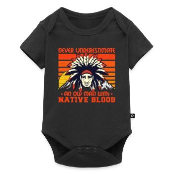 Ne sous-estimez jamais le vieil homme amérindien - Body à manches courtes Premium Bébé - noir - Devant