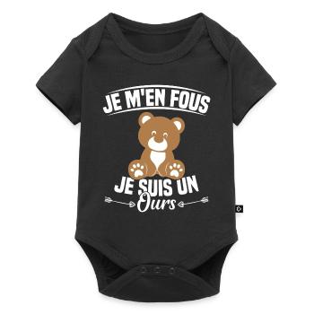Je M'en Fous Je Suis Un Ours - Body à manches courtes Premium Bébé - noir - Devant