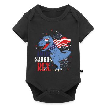 Ameri Saurus Rex 4 juillet Dinosaure Indépendance - Body à manches courtes Premium Bébé - noir - Devant