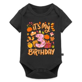 C’est mon 3 anniversaire automne feuille d’érable automne - Body à manches courtes Premium Bébé - noir - Devant