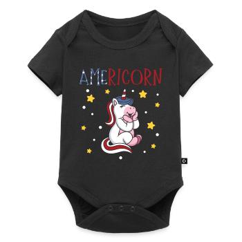Americorn Stars 4 juillet Jour de l’indépendance de la licorne - Body à manches courtes Premium Bébé - noir - Devant