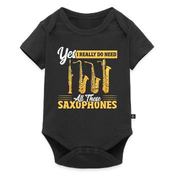 Saxophone Saxophones Jazz Player Marching Band Sym - Baby Premium Kurzarmbody - Schwarz - Vorne