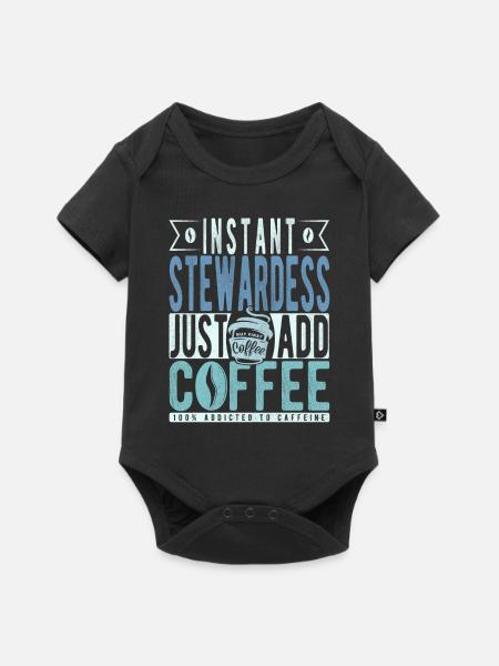 Stewardess Kaffee Spruch - Baby Premium Kurzarmbody - Schwarz