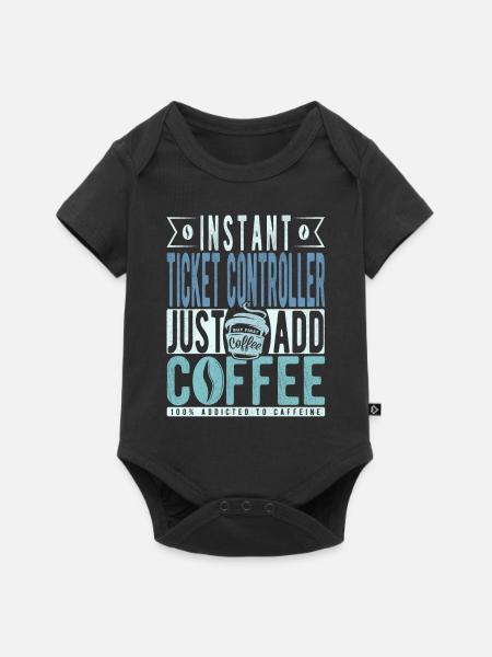 Ticketcontroller Kaffee Spruch - Baby Premium Kurzarmbody - Schwarz