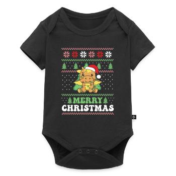 Merry Christmas retro ugly christmas dragon - Baby Premium short-sleeve bodysuit - black - Front