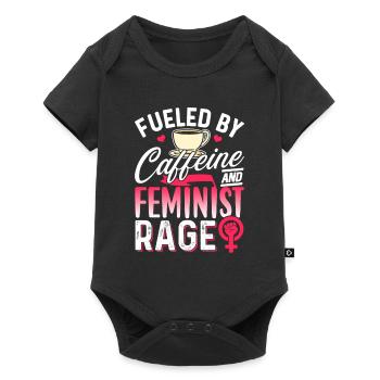 Angeheizt Durch Koffein Und Feministische Wut - Baby Premium Kurzarmbody - Schwarz - Vorne