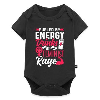 Fueled by energy drinks and feminist anger - Baby Premium short-sleeve bodysuit - black - Front