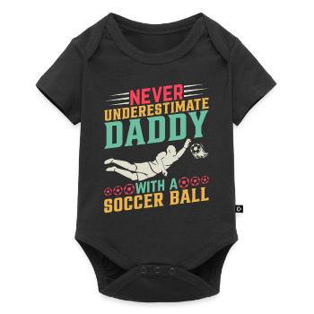Ne sous-estimez jamais papa avec un ballon de football - Soc - Body à manches courtes Premium Bébé - noir - Devant