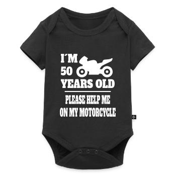 Moto 50e anniversaire Motocross 50 ans grand-père - Body à manches courtes Premium Bébé - noir - Devant