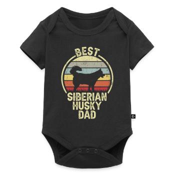 Bester Hund Dad - Siberian Husky - Baby Premium Kurzarmbody - Schwarz - Vorne