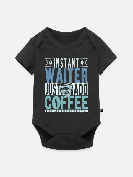 Kellner Kaffee Spruch - Baby Premium Kurzarmbody - Schwarz
