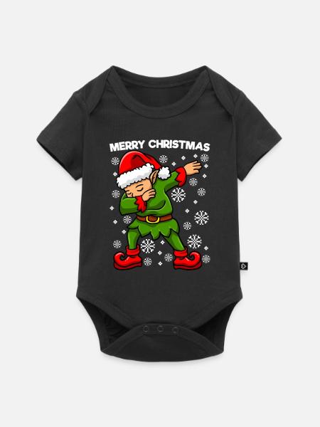Dabbing Santa Elfe - Baby Premium Kurzarmbody - Schwarz